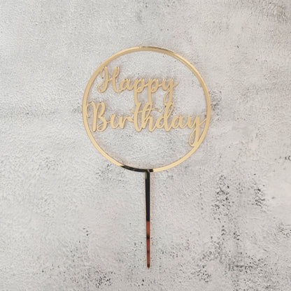 Topper acrílico Happy Birthday redondo