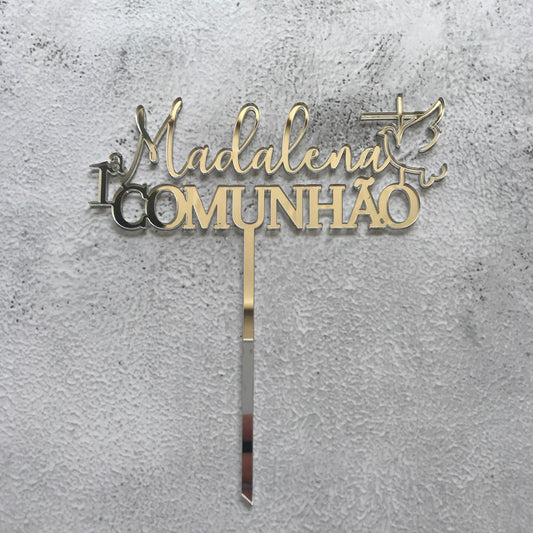 Topper acrílico Primeira Comunhão com nome
