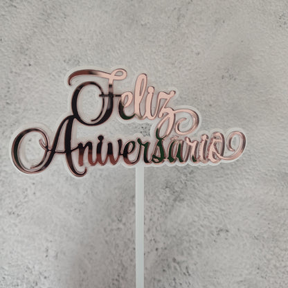 Topper acrílico Feliz aniversário n.7